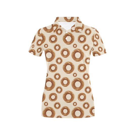 Bagel Pattern Print Design 01 Women's Polo Shirt