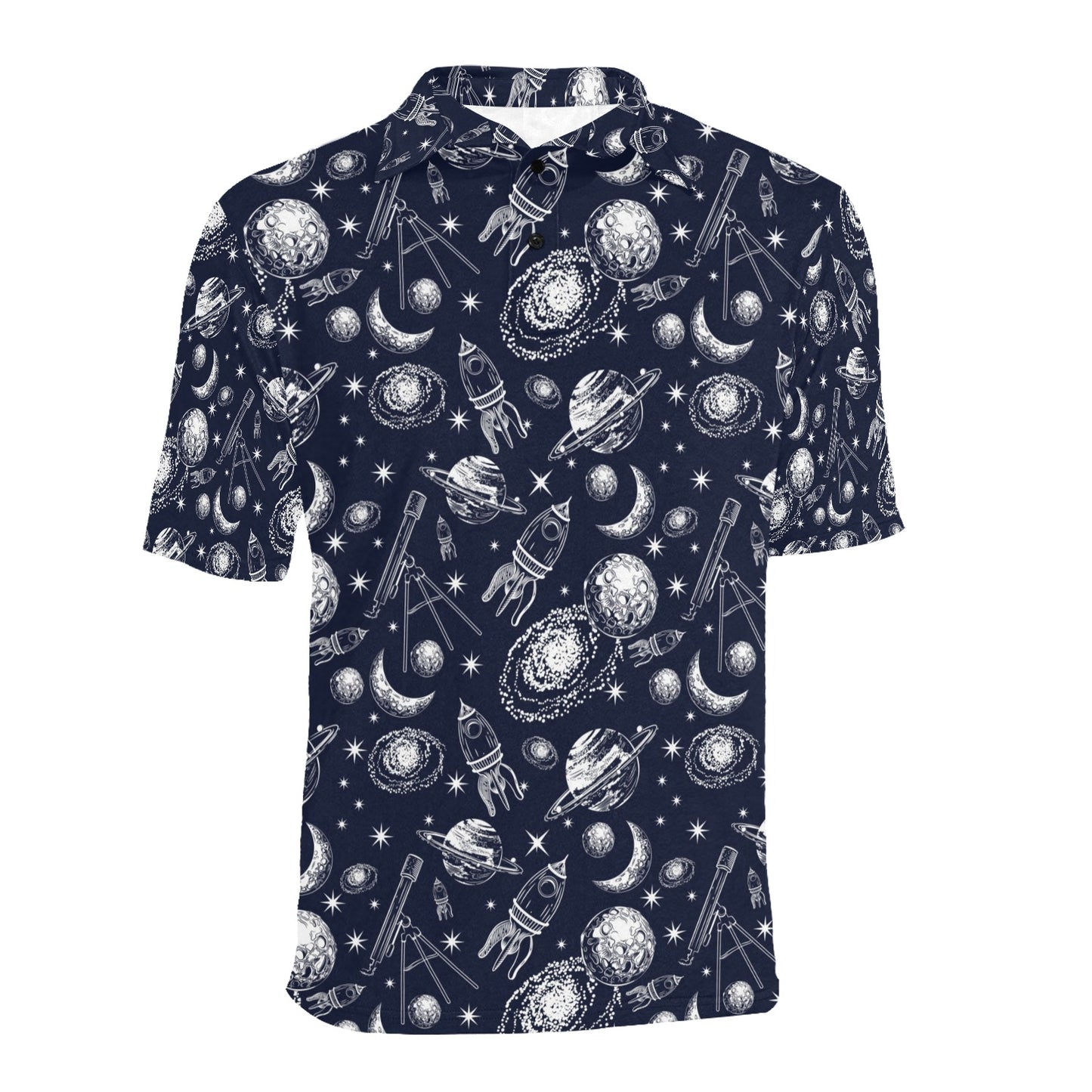 Space Rocket Print Design LKS301 Men Polo Shirt