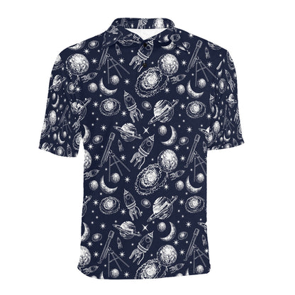Space Rocket Print Design LKS301 Men Polo Shirt