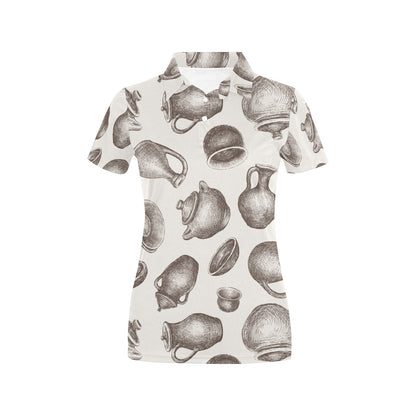 Pottery Pattern Print Design A01 Women's Polo Shirt