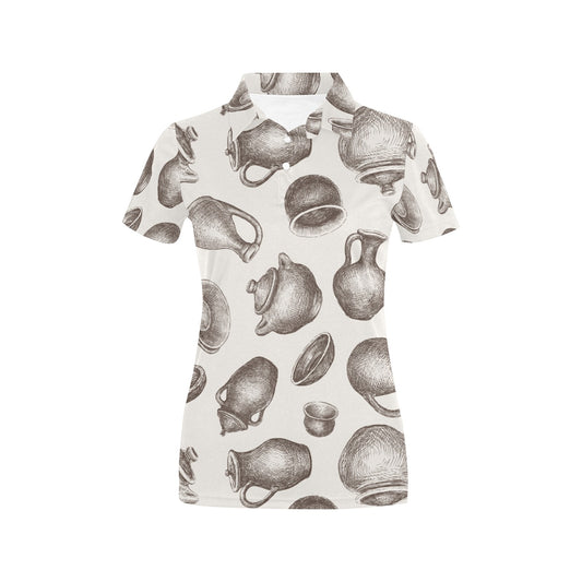 Pottery Pattern Print Design A01 Women's Polo Shirt