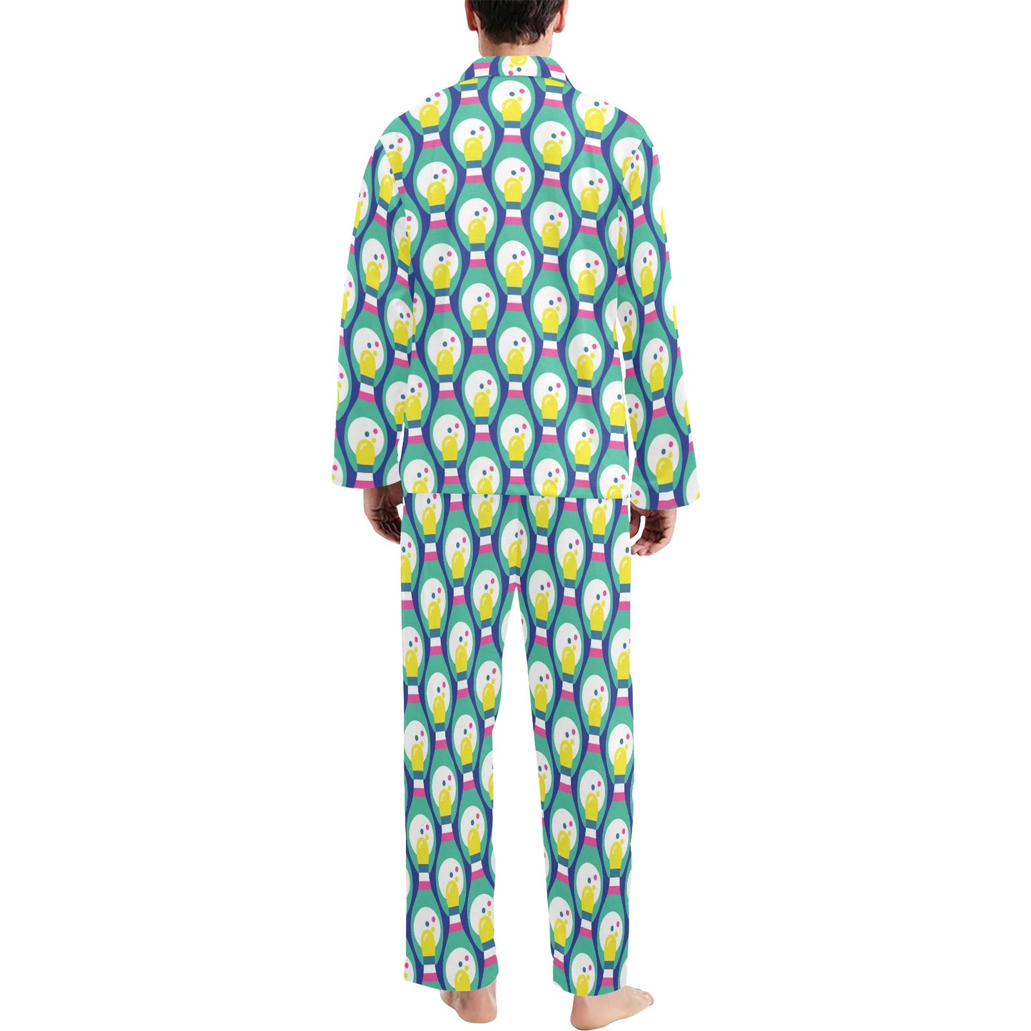 Bowling Pattern Print Design 04 Men's Long Pajama Set