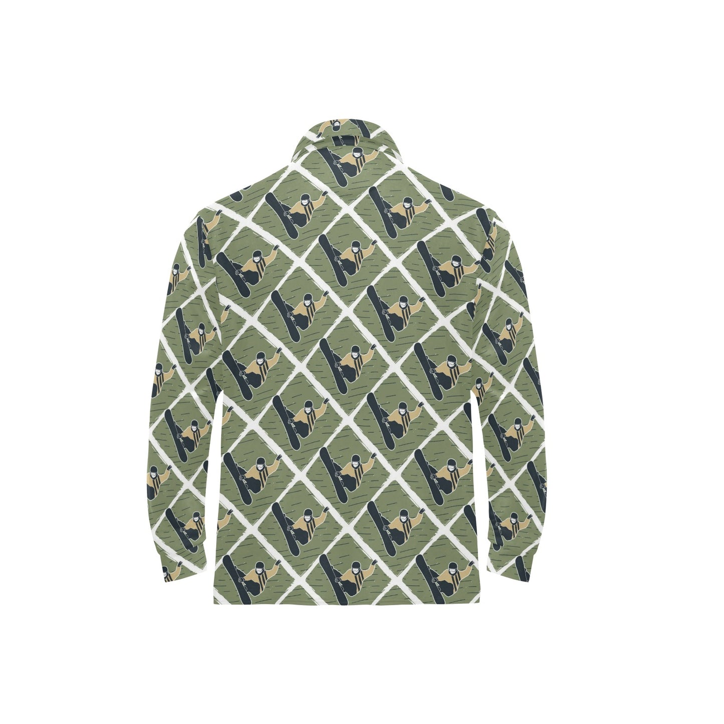 Snowboard Man Print Design LKS302 Long Sleeve Polo Shirt For Men's