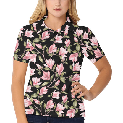 Magnolia Pattern Print Design MAG03 Women's Polo Shirt