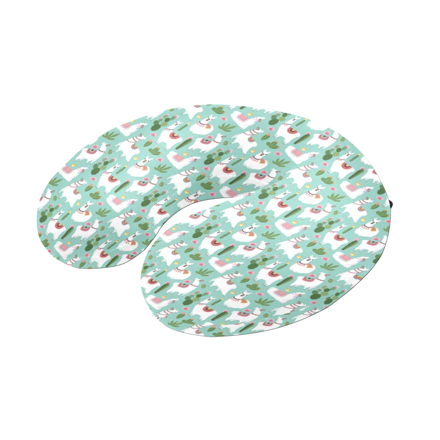 Llama with Cactus Themed Print U-Shaped Travel Neck Pillow
