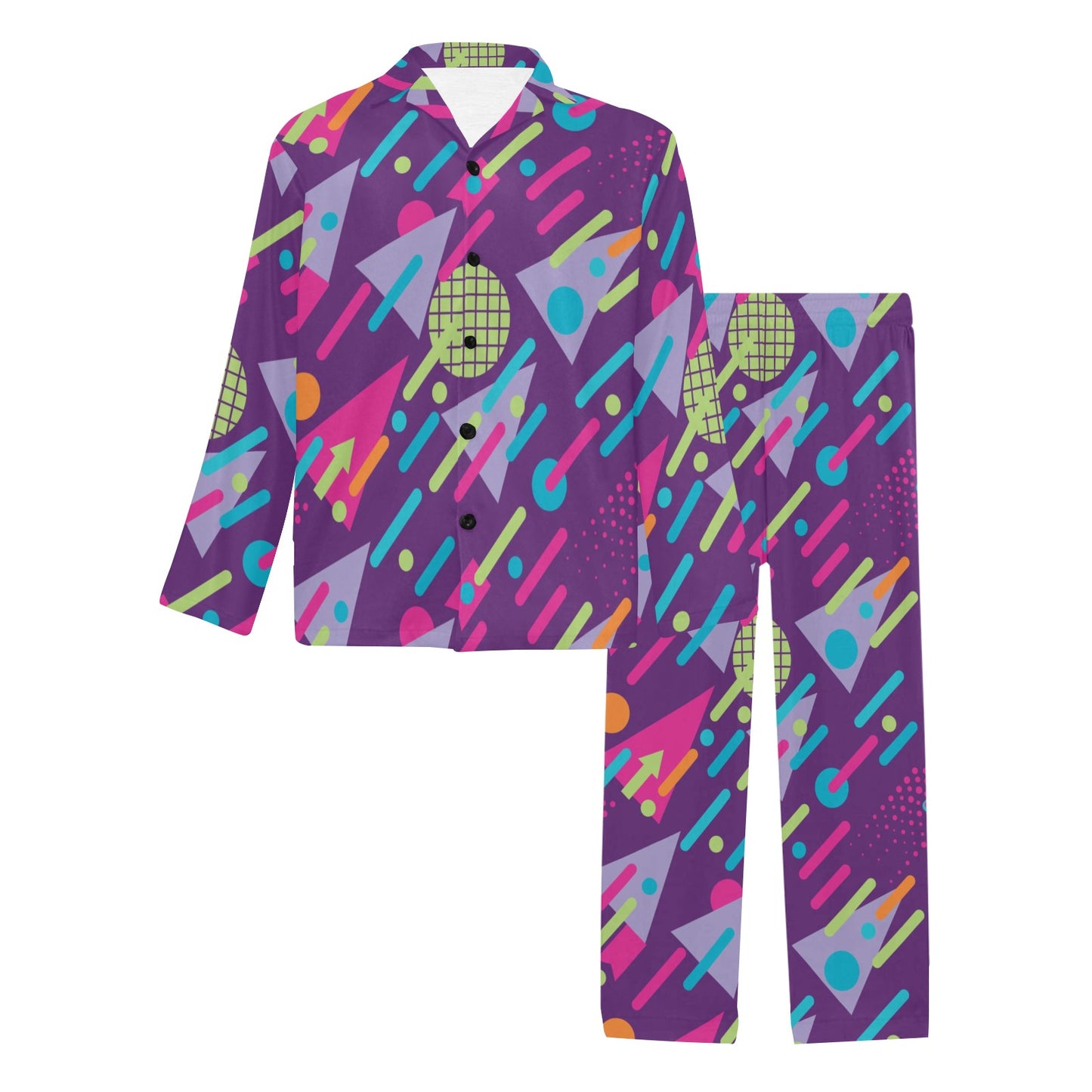 90s Pattern Print Design 4 Men's Long Pajama Set