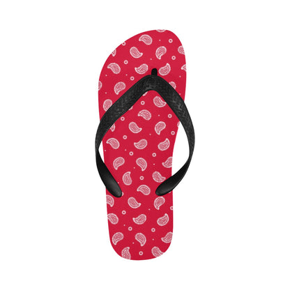 Bandana Red Paisley Print Design LKS305 Flip Flops