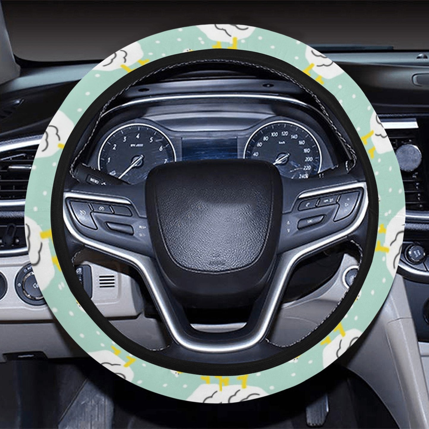 Goose Print Design LKS404 Steering Wheel Cover with Elastic Edge