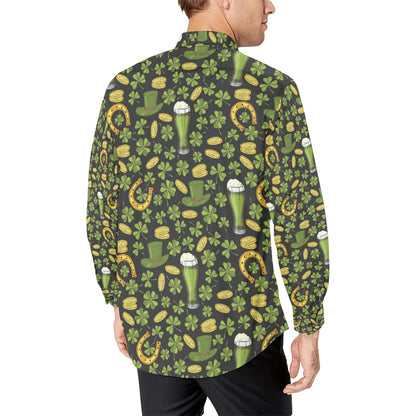 St Patricks Day Print Design LKS307 Men's Long Sleeve Dress Shirt