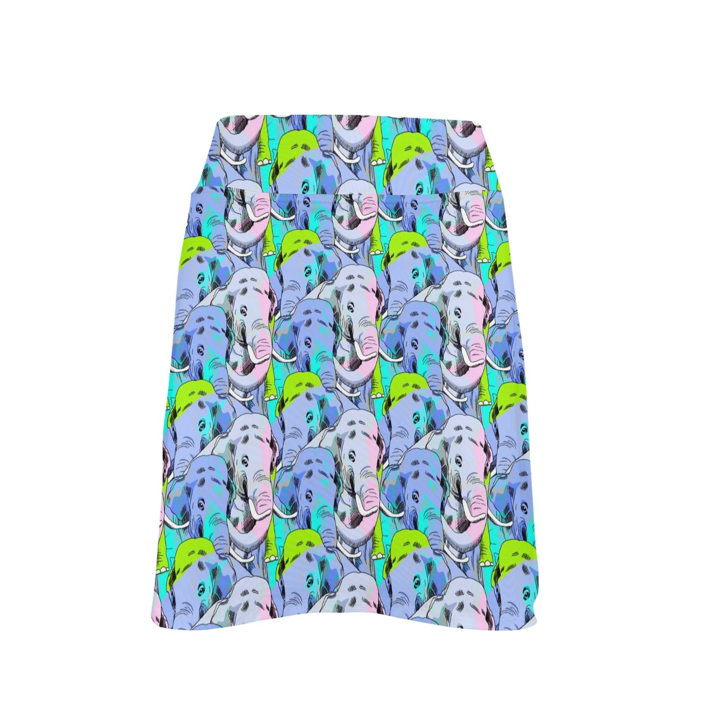 Elephant Art color Print Pattern 17" Golf & Pickleball Skort with Pockets