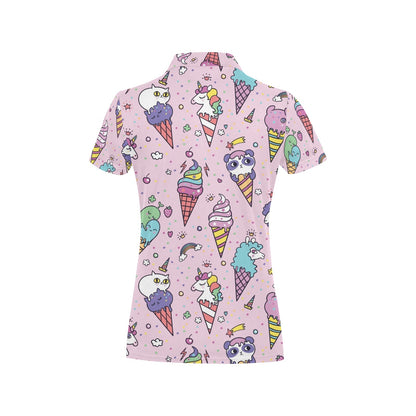 Ice Cream Pattern Print Design IC05 Women's Polo Shirt