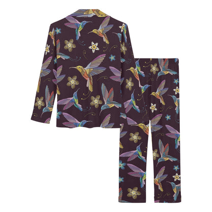 Hummingbird Pattern Print Design 04 Women's Long Pajama Set