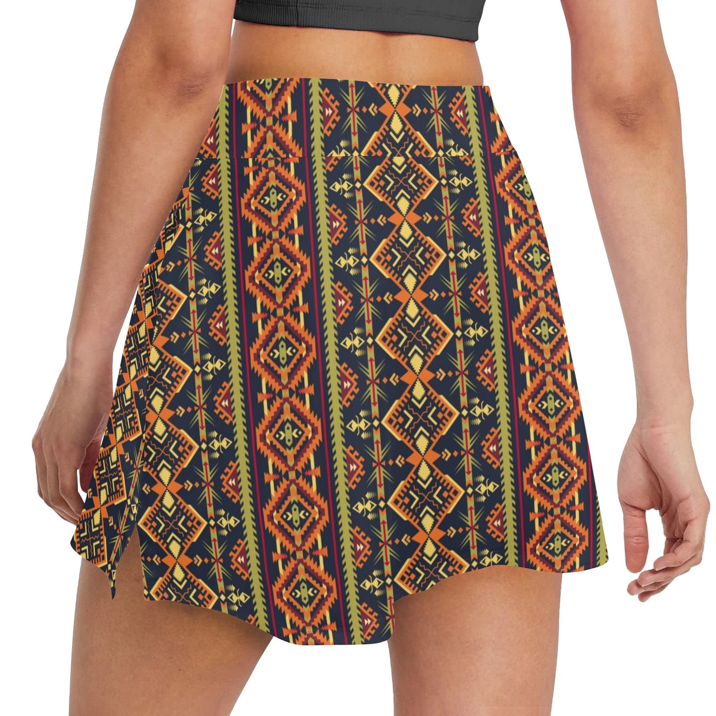 Kente Classic Design African Print 17" Golf & Pickleball Skort with Pockets