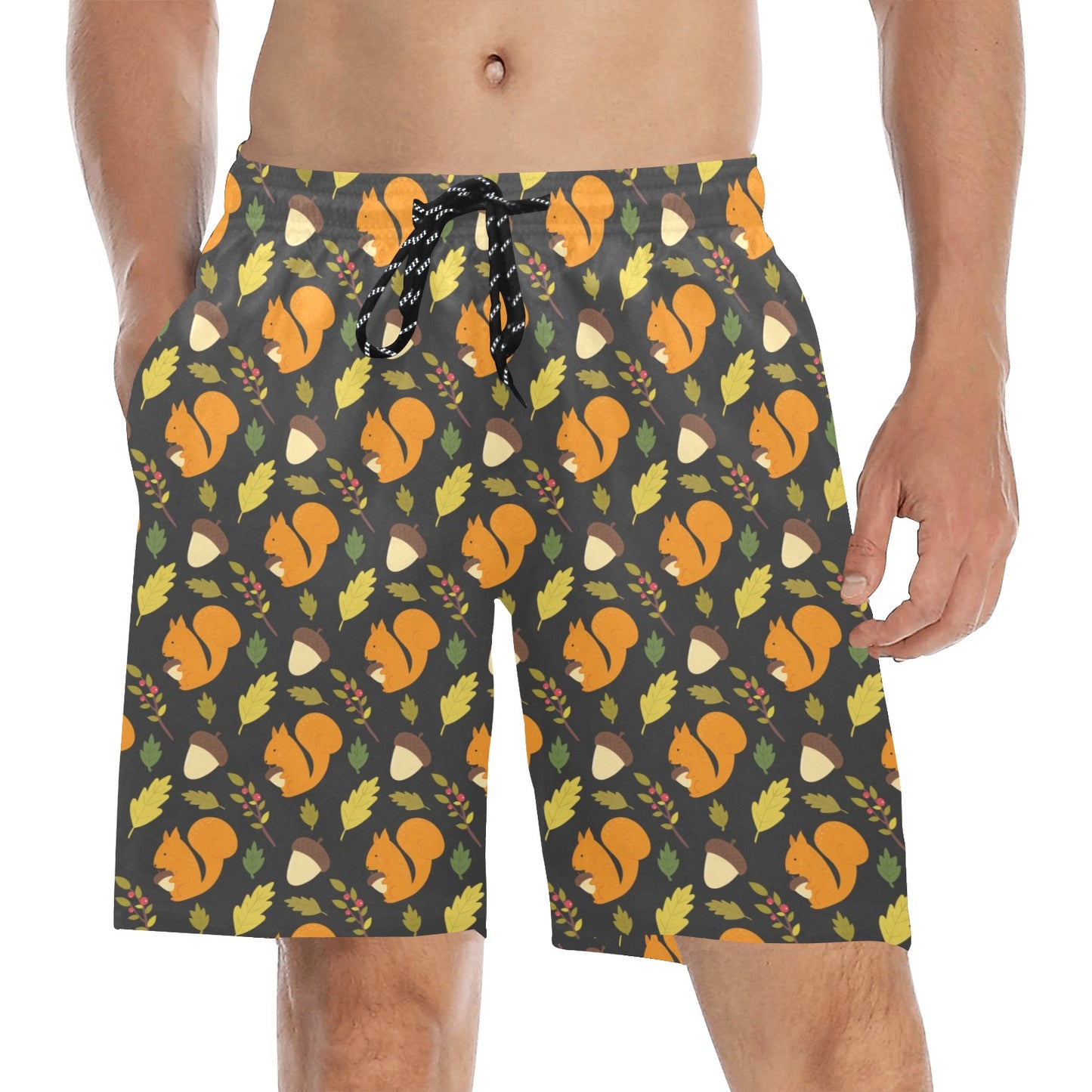 Squirrel Print Design LKS301 Men's Swim Trunks Beach Shorts