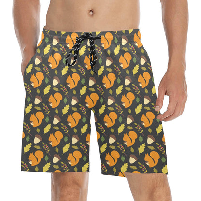 Squirrel Print Design LKS301 Men's Swim Trunks Beach Shorts