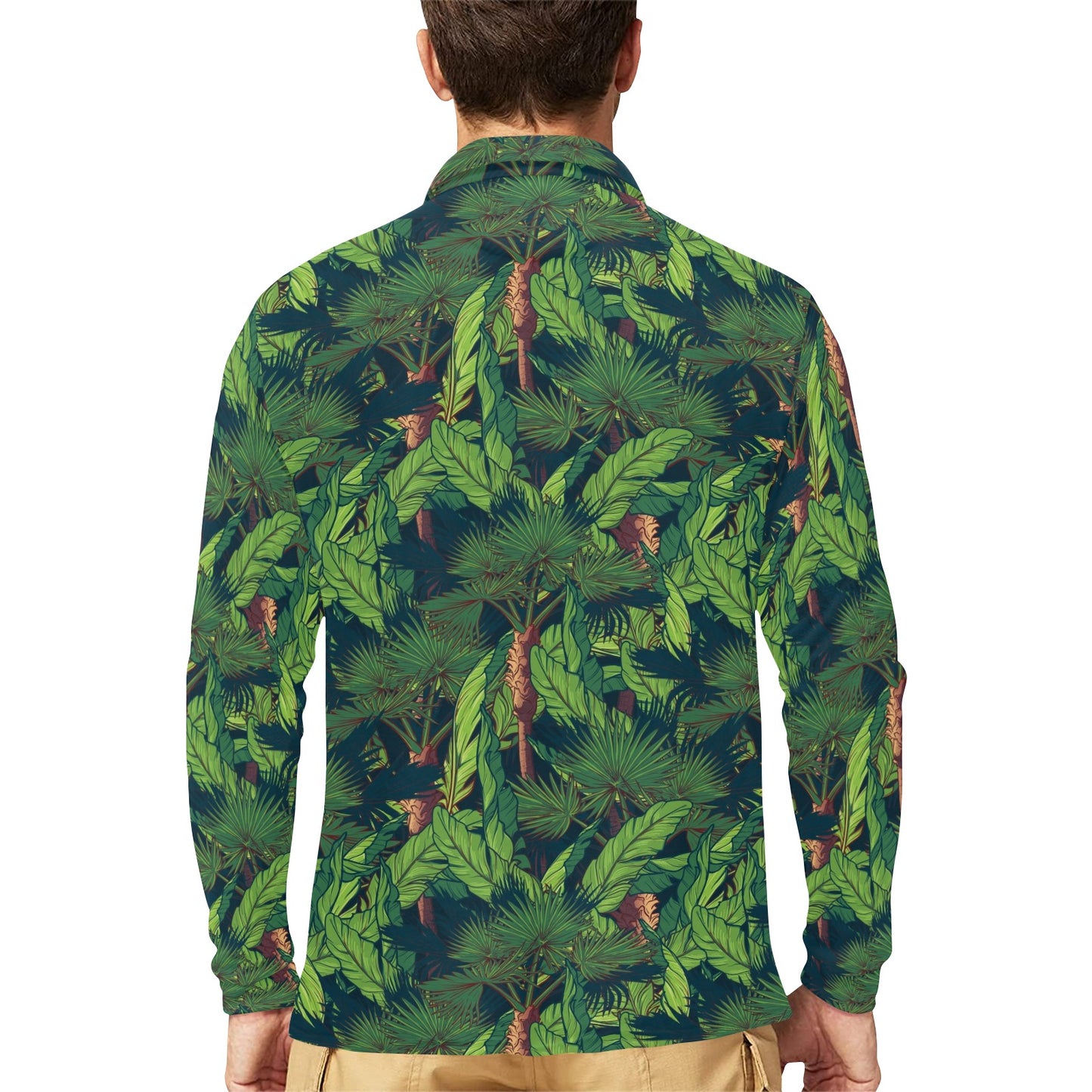 Rainforest Pattern Print Design A01 Long Sleeve Polo Shirt For Men's
