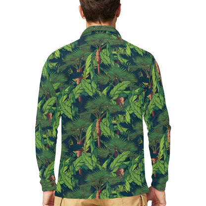Rainforest Pattern Print Design A01 Long Sleeve Polo Shirt For Men's