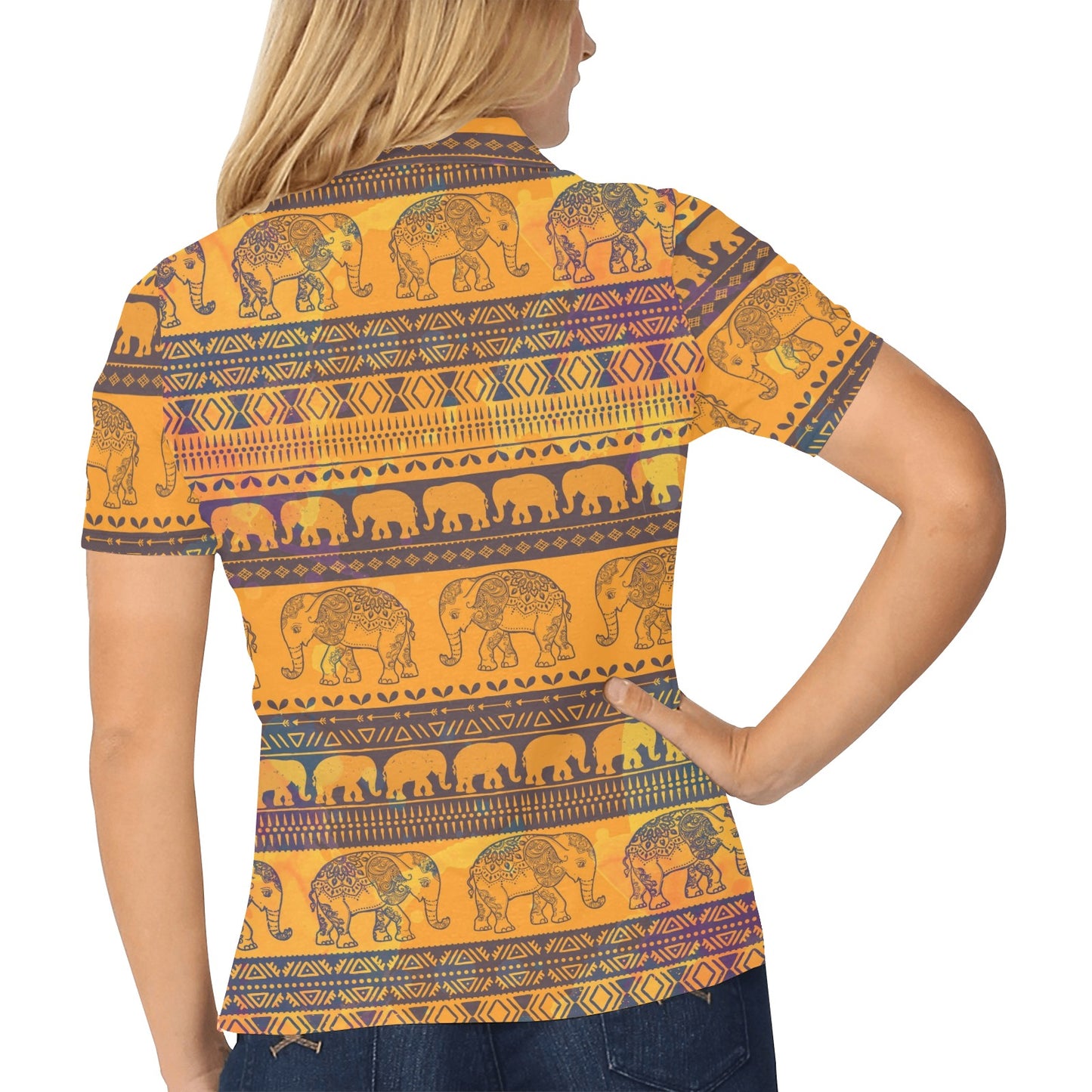 Elephant Aztec Women's Polo Shirt