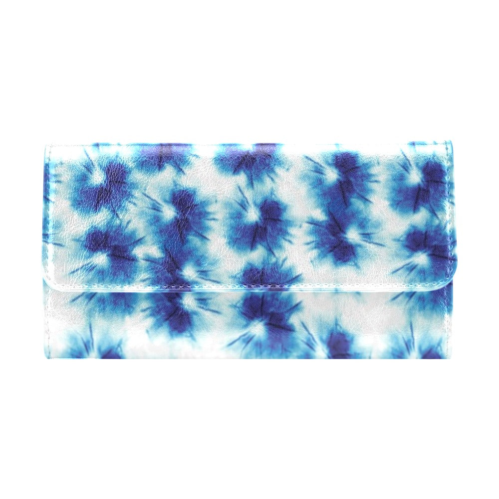 Tie Dye Blue Print Design LKS305 Women's Trifold Wallet