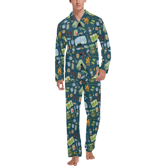 Camping Pattern Print Design 02 Men's Long Pajama Set