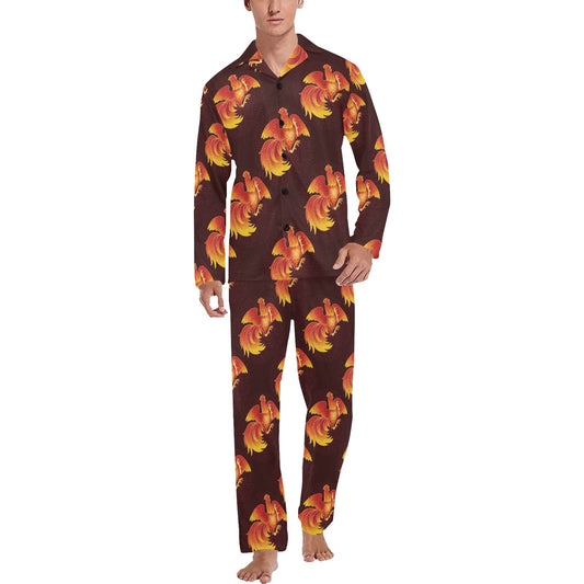 Rooster Pattern Print Design A04 Men's Long Pajama Set