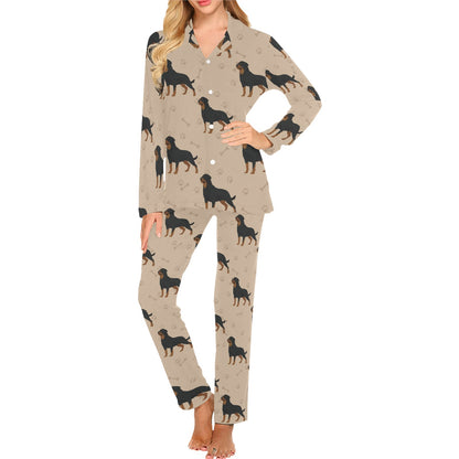 Rottweiler Pattern Print Design A01 Women's Long Pajama Set