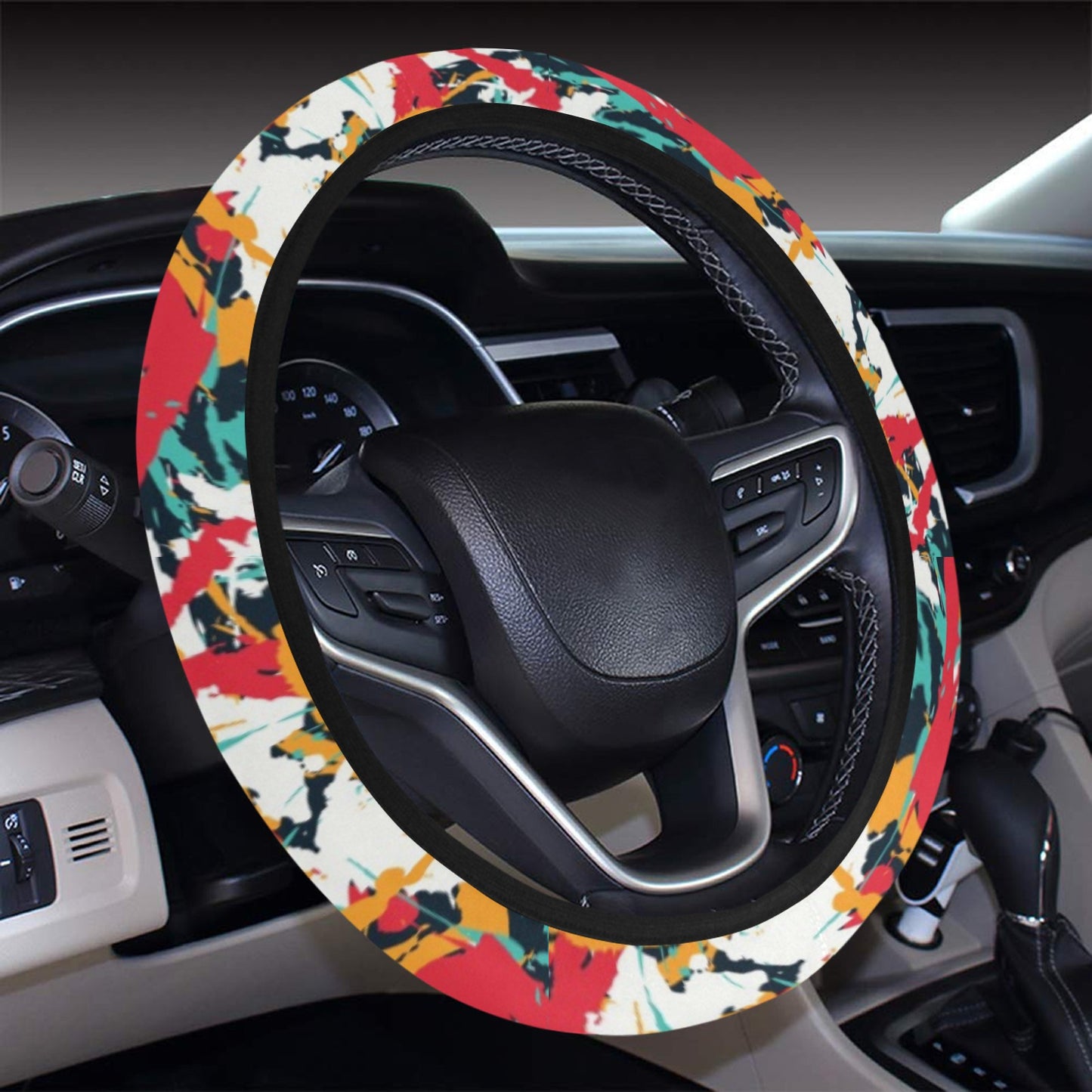 Splatter Print Design LKS304 Steering Wheel Cover with Elastic Edge
