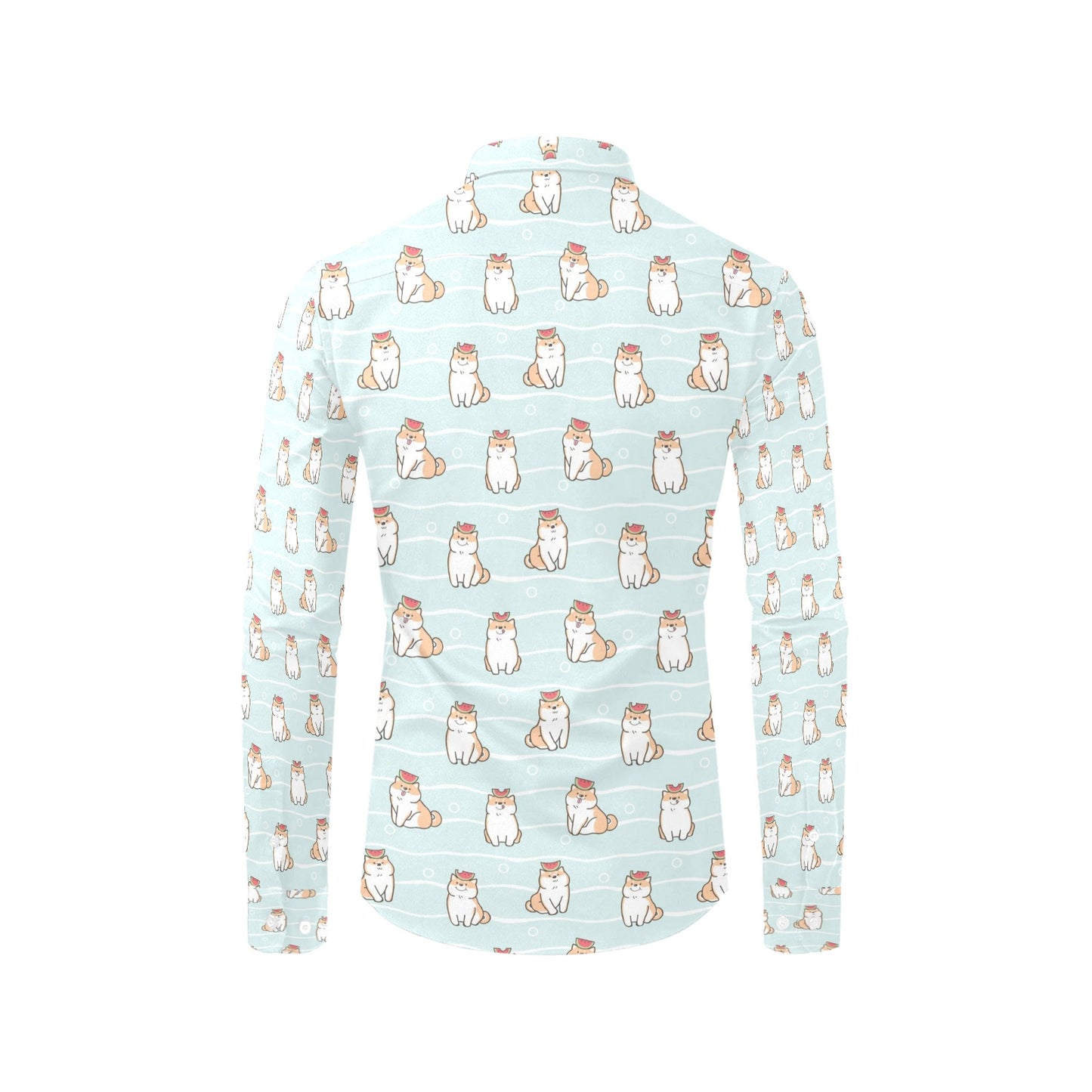 Shiba Inu Print Design LKS3011 Men's Long Sleeve Dress Shirt