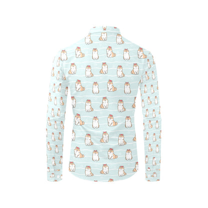 Shiba Inu Print Design LKS3011 Men's Long Sleeve Dress Shirt
