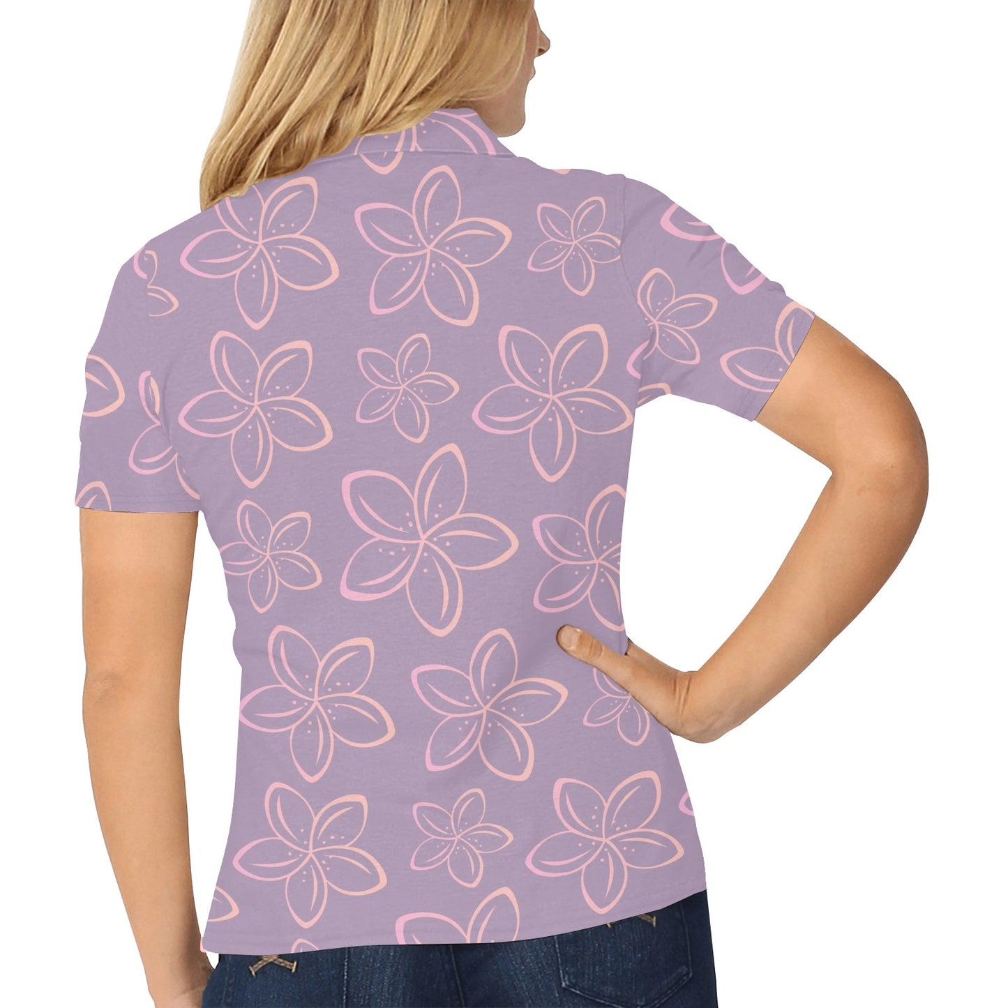Plumeria Pattern Print Design A01 Women's Polo Shirt