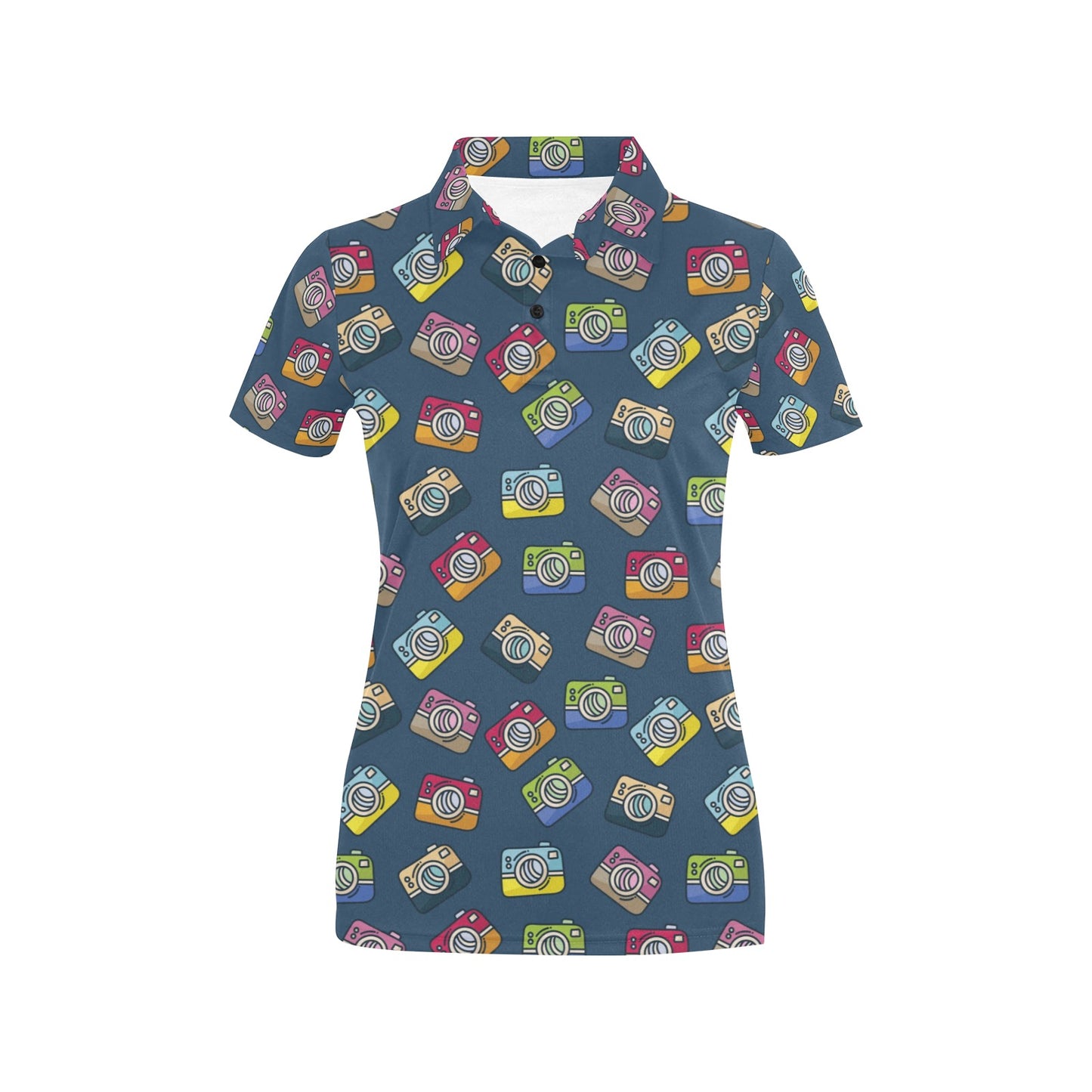 Camera Pattern Print Design 03 Women's Polo Shirt