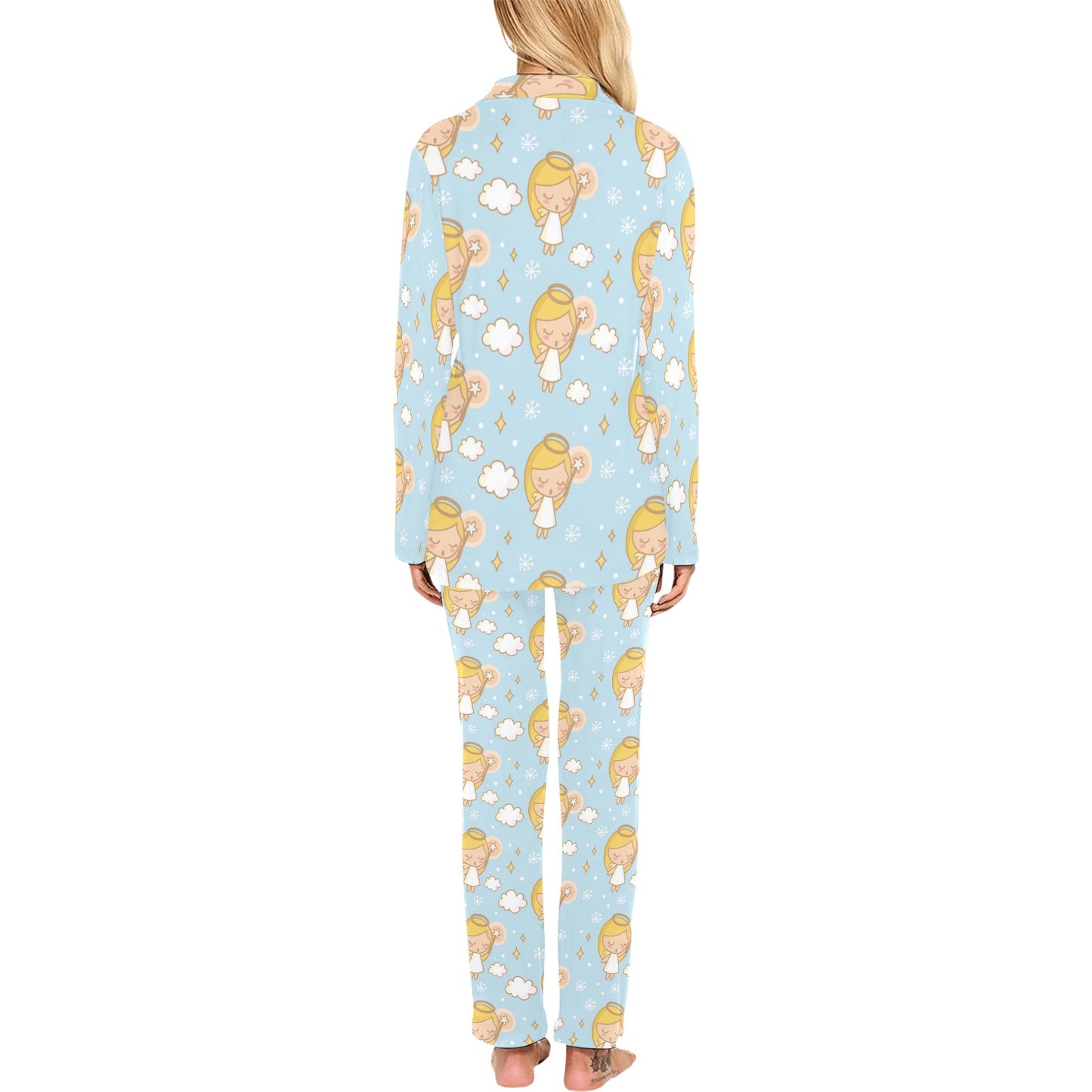 Angel Pattern Print Design 05 Women's Long Pajama Set