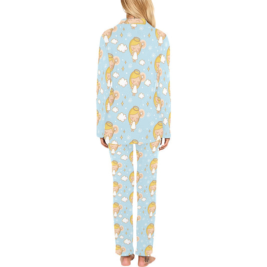 Angel Pattern Print Design 05 Women's Long Pajama Set