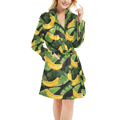 Banana Pattern Print Design BA01 Women's Fleece Robe