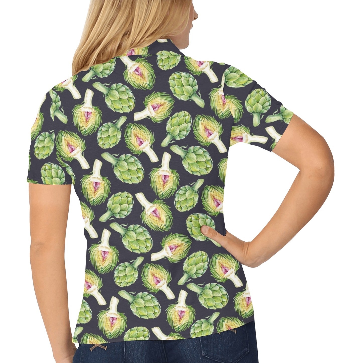 Artichoke Pattern Print Design 01 Women's Polo Shirt