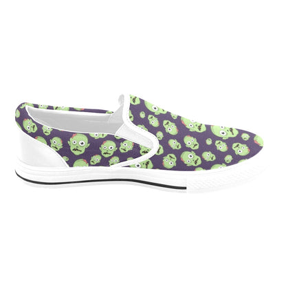 Zombie Print Design LKS303 White Slip Ons Canvas Women's Shoes