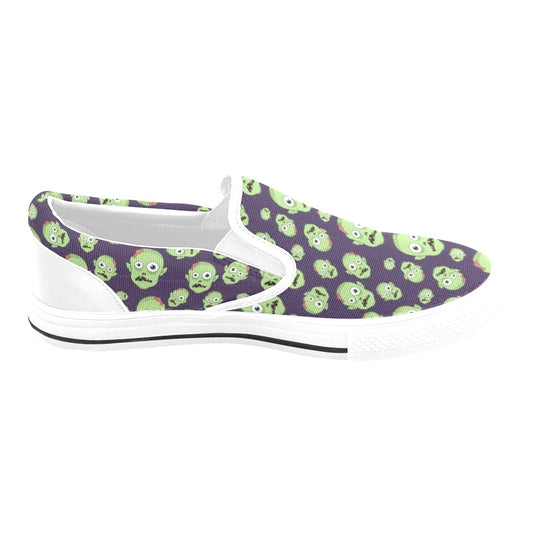 Zombie Print Design LKS303 White Slip Ons Canvas Women's Shoes