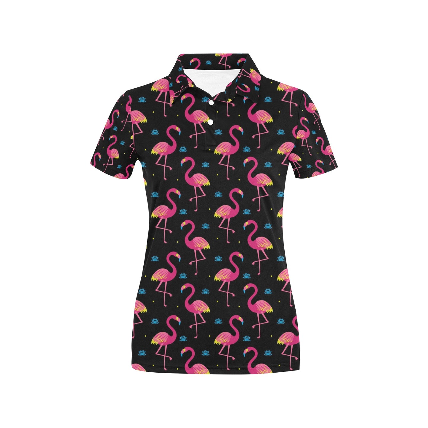 Flamingo Pink Neon Print Pattern Women's Polo Shirt