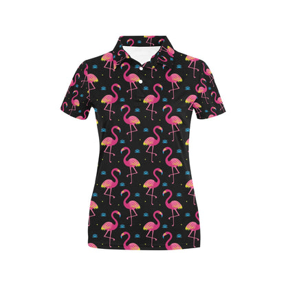 Flamingo Pink Neon Print Pattern Women's Polo Shirt
