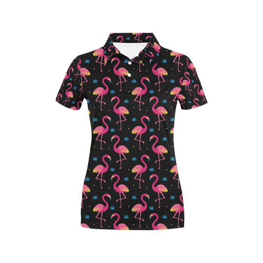 Flamingo Pink Neon Print Pattern Women's Polo Shirt