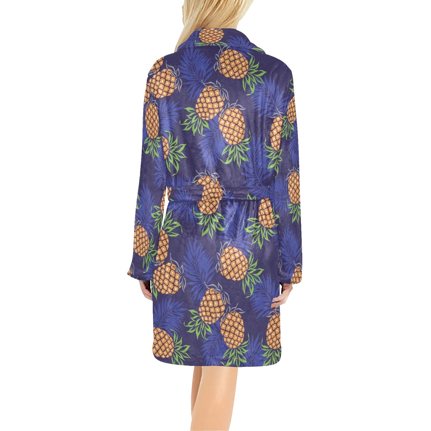 Pineapple Pattern Print Design PP02 Women's Fleece Robe