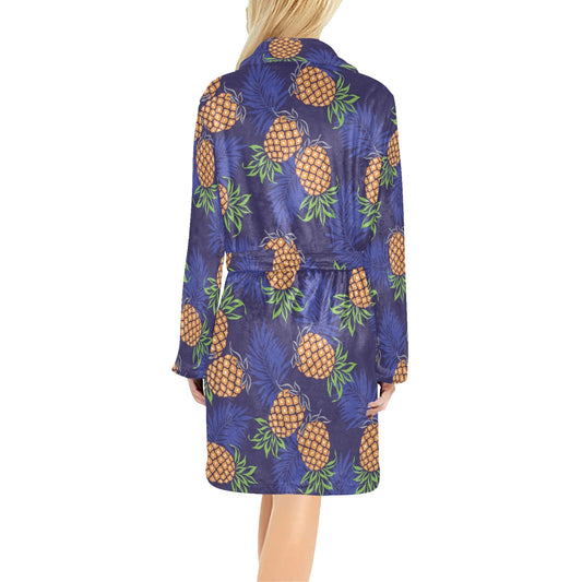 Pineapple Pattern Print Design PP02 Women's Fleece Robe