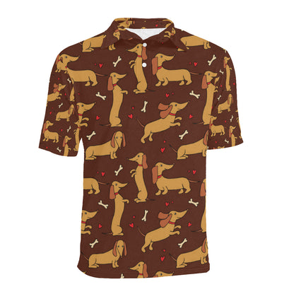 Dachshund Happy Print Pattern Men Polo Shirt