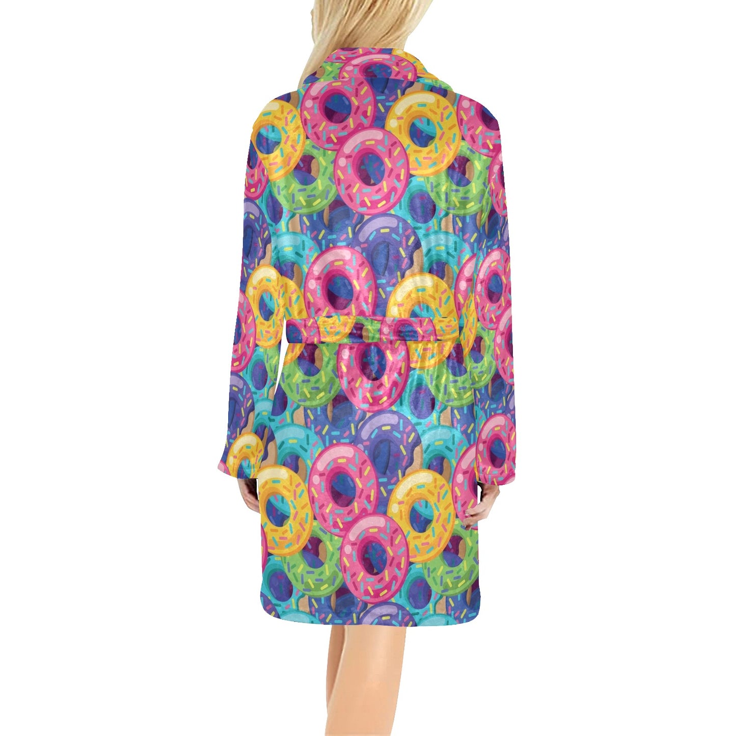 Donut Pattern Print Design DN010 Women's Fleece Robe