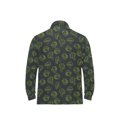 Broccoli Pattern Print Design 01 Long Sleeve Polo Shirt For Men's