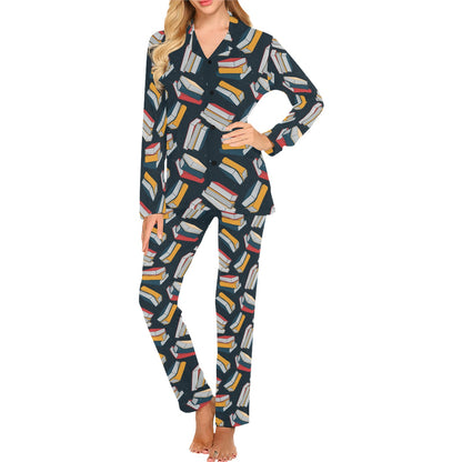 Book Pattern Print Design 07 Women's Long Pajama Set