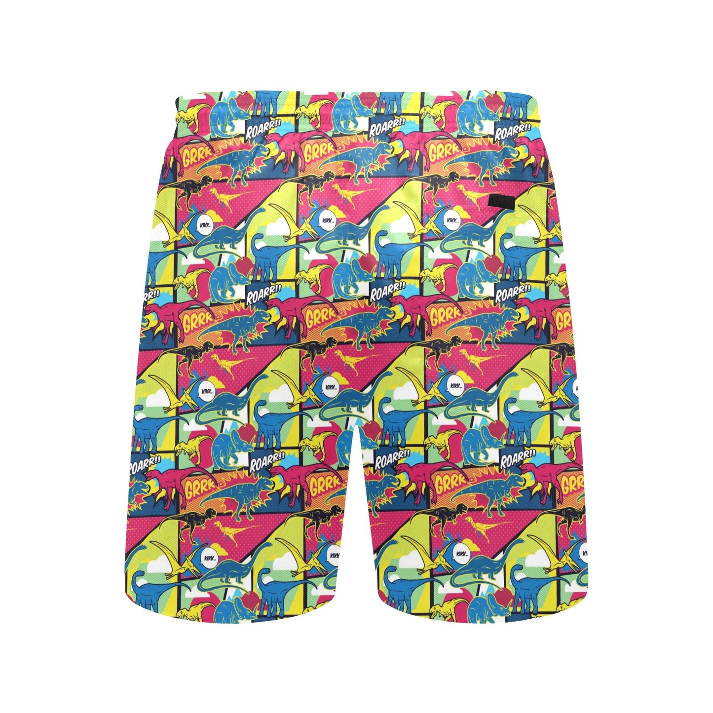 Dinosaur Comic Pop Art Style Men's Swim Trunks Beach Shorts