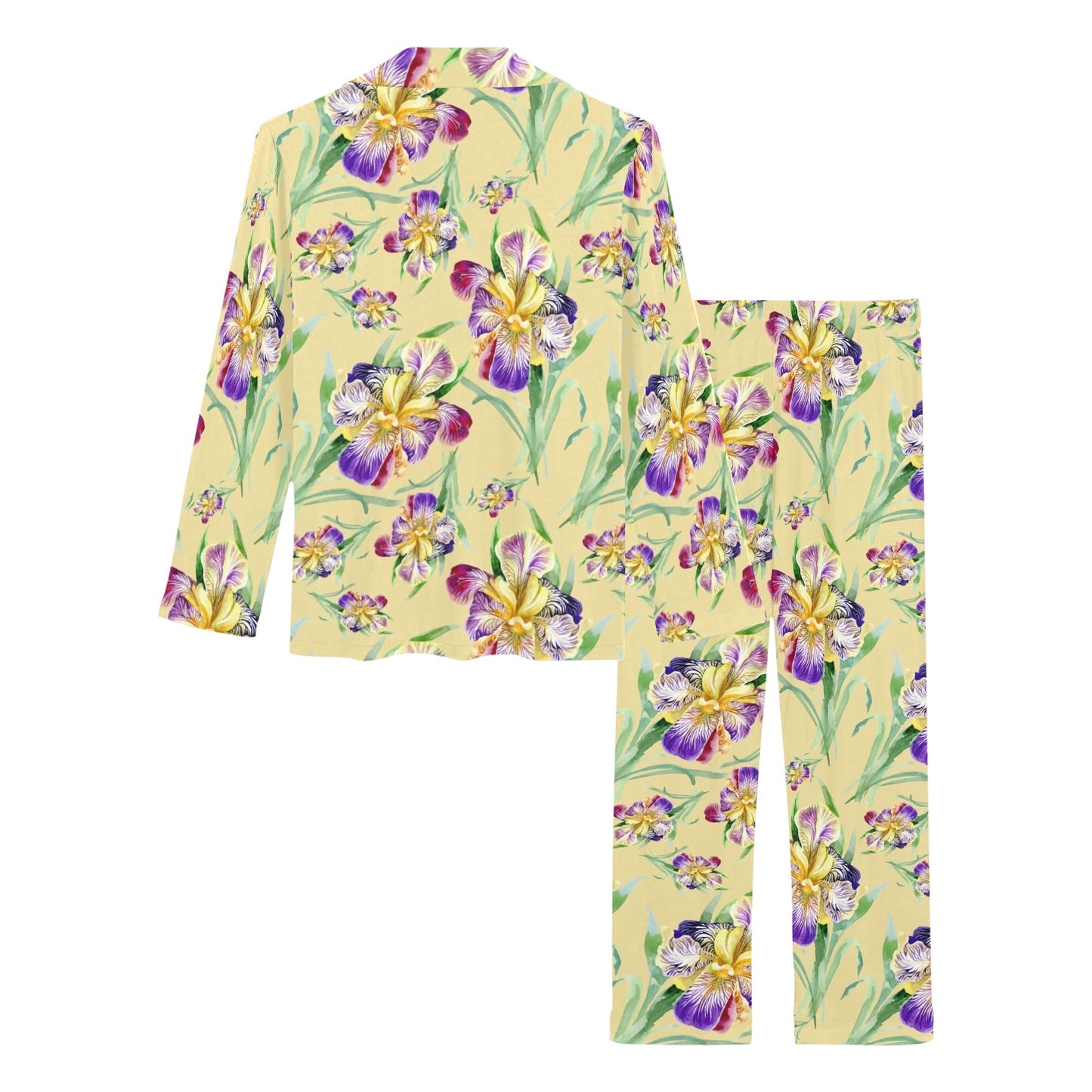 Iris Pattern Print Design IR06 Women's Long Pajama Set