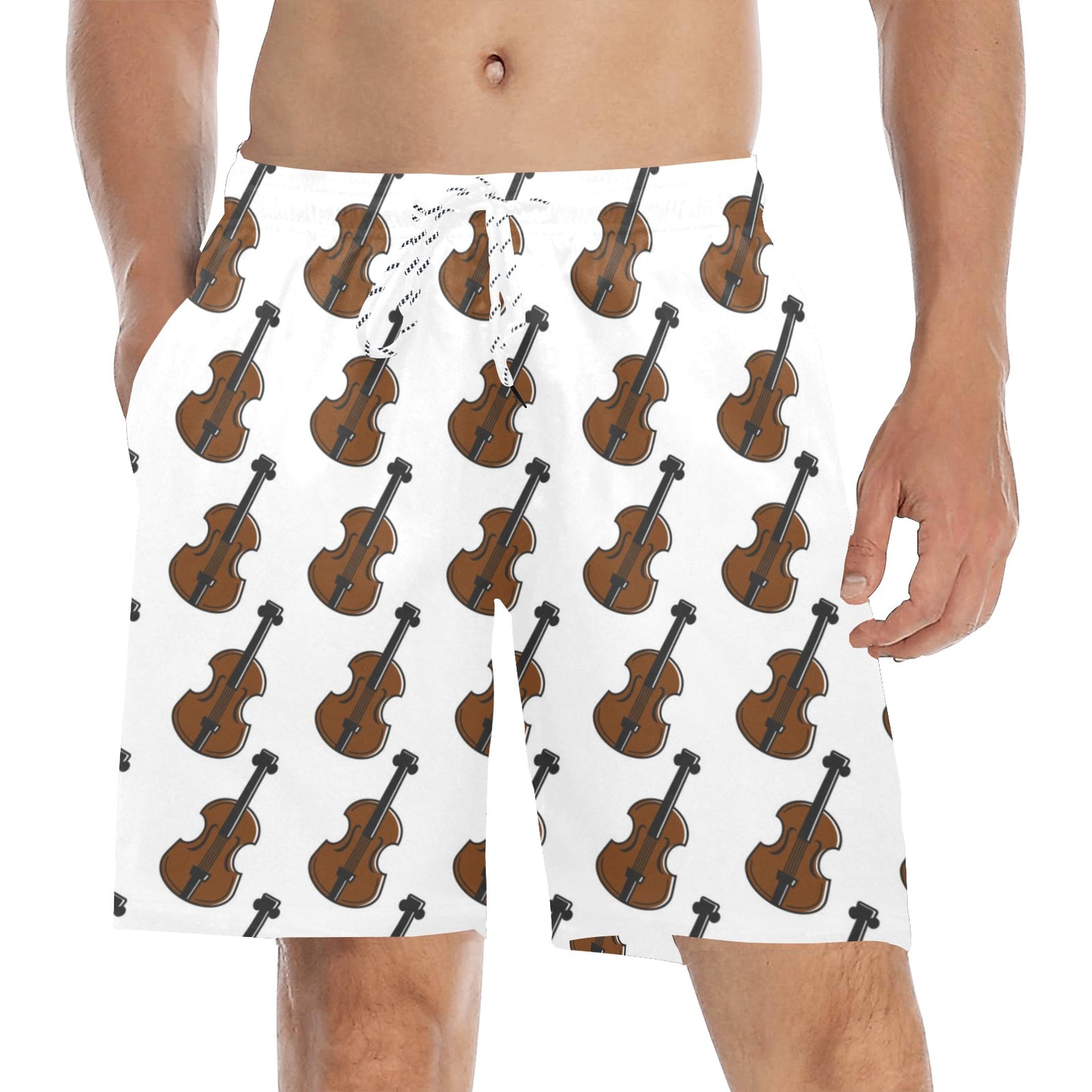 Violin Print Design LKS405 Men's Swim Trunks Beach Shorts