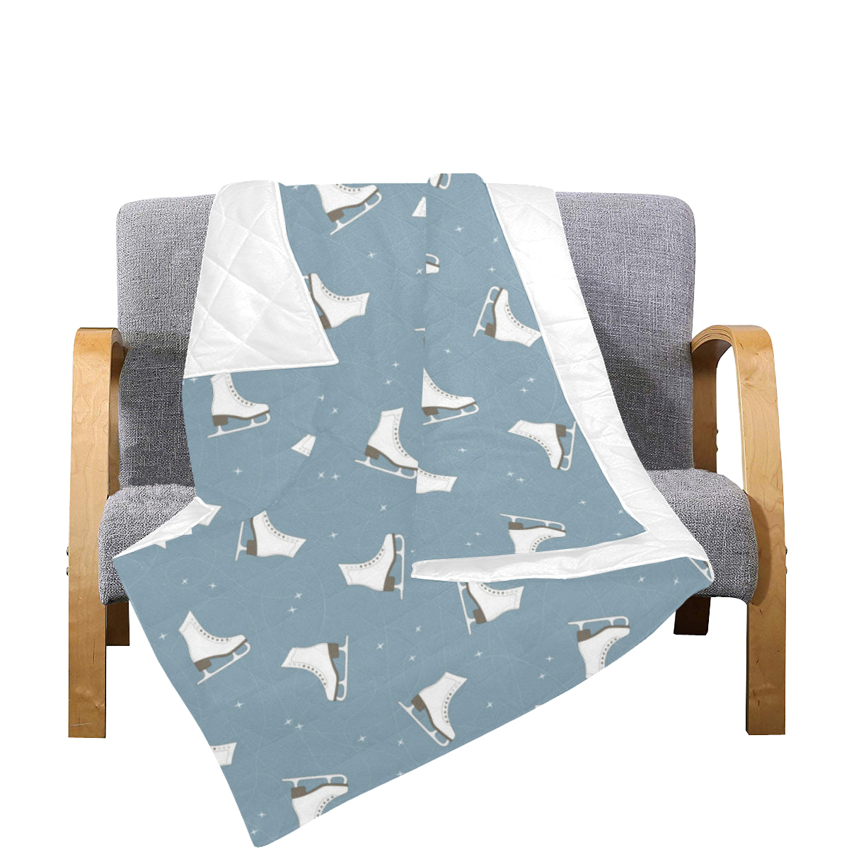 Ice Skate Pattern Print Design 02 Premium Quilt